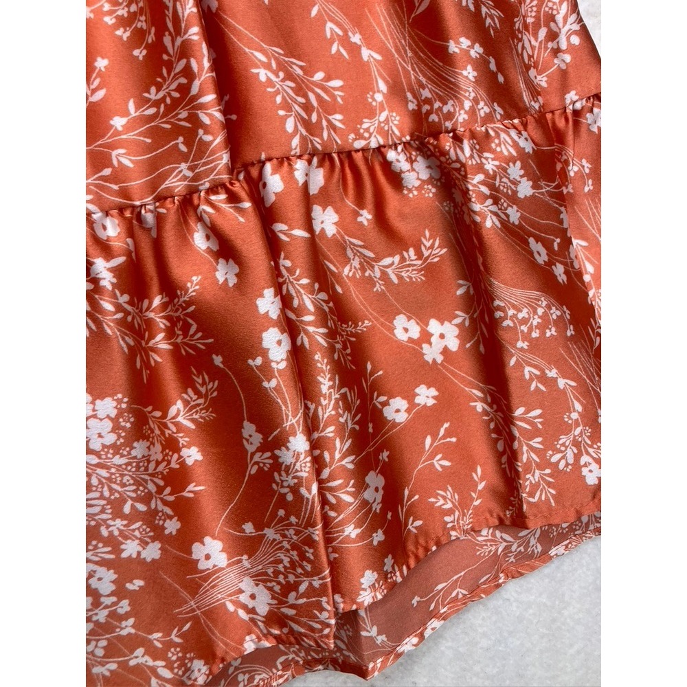 Vanilla Bay Womens 3X Rust Orange Floral Tiered Babydoll Top VT28391PLUSGG - Picture 5 of 7